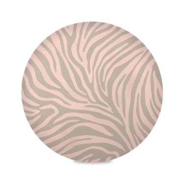 Imagem de Wassud Jogo americano com listras de zebra, bege, tapetes redondos para cozinha e jantar, tapetes laváveis e resistentes ao calor, decoração de mesa 39 cm