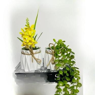 Imagem de Kit com 2 Arranjos de Flores Artificiais Decorativas, Eucalipto Pendente e Folhagem com Laço(Amarela)