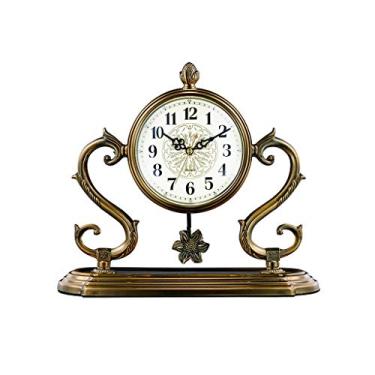 Imagem de Relógios de mesa 13,8 polegadas/sala de estar, sala de estudo/relógio de lareira para casa/relógio de pêndulo de mesa/relógio de mesa de quarto/movimento silencioso, relógio de pé retrô
