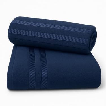 Imagem de Toalha de Banho e Rosto 100% Algodão, Absorção Rápida, Conforto para Uso Diário, Ideal para Casa e Academia (AZUL MARINHO,1 BANHO + 1 ROSTO)