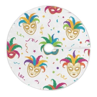Imagem de ATTX Saia de árvore com máscara de carnaval de 118 cm – decoração festiva para festas de ano novo e carnaval #96