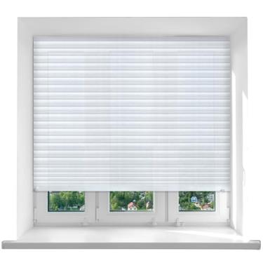 Imagem de Threehoney 4 peças de persianas temporárias sem ferramentas cortadas no tamanho certo persianas de tecido adesivas para porta francesa porta deslizante sala janela filtro de luz cortinas plissadas