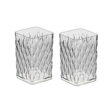 Imagem de Kit Porta Escovas e Creme Dental Incolor 2 Peças Organizador Bancada Maquiagem Escritório Plasútil