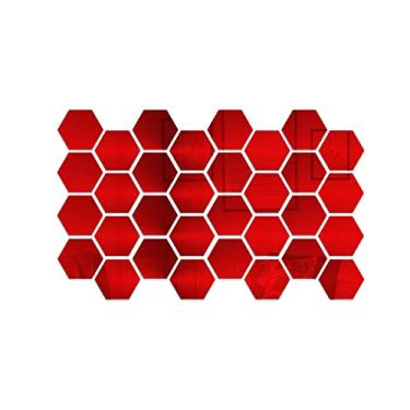 Imagem de 32 PCS Adesivos de Espelho Hexagonal para Parede Decorativos Acrílico Removíveis DIY Decorações Casa Quarto Banheiro Sala Estar
