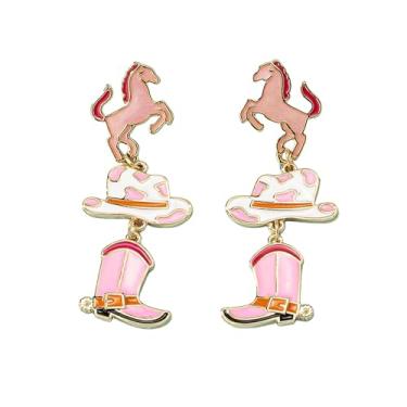 Imagem de Brincos femininos de faroeste, brincos de bota, brincos com pingente de howdy, strass, brincos pendurados, joias do país, presentes, Latão, Sem pedra preciosa