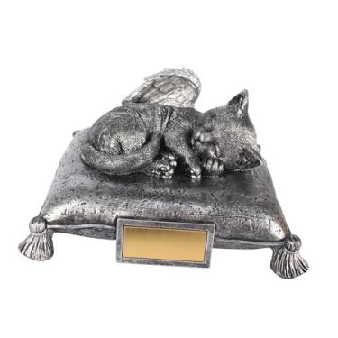 Imagem de Ｂｅｓｇａ Urna funerária em resina com desenho de gato dormindo para cinzas de animais de estimação. Lembrança e recordação em forma de estátua memorial para