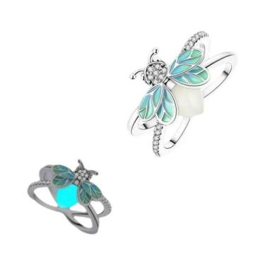 Imagem de Anel De Prata Esterlina 925 Feminino Com Design De Vaga-lume E Rosa Va