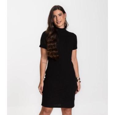 Imagem de Vestido Feminino Canelado Infinita Cor Preto, G, Preto