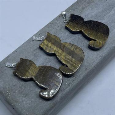 Imagem de Pingente gato olho de tigre - coragem - prata 950 - no-brand