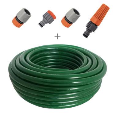 Imagem de Kit mangueira siliconada resistente ao sol para jardim verde 50m com e