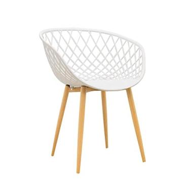 Imagem de Rivatti Cadeira Escandinava Multicor com Braços e Encosto Sólido, Ideal para Jantar em Sala de Estar, Apoio de Braço, Pedestal, Metal e Madeira, 1 Unidade