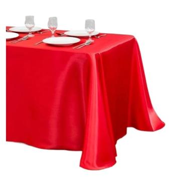Imagem de Toalha de mesa de cetim de cor sólida, sobreposição, toalha de mesa, aniversário, casamento, banquete, restaurante, festival, festa (vermelha, 145 x 396 cm)