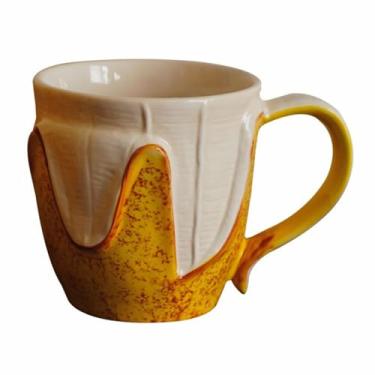 Imagem de KEG801302 Caneca de café de cerâmica moderna em forma de banana vintage pintada à mão decoração de mesa para escritório doméstico e café use utensílios para bebidas