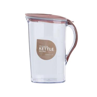 Imagem de Jarra de água de plástico grande de 2,1 L com tampa e alça para casa, chaleira quadrada de água, geladeira, recipientes de água, chá ou suco, garrafa de água (rosa)