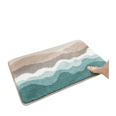 Imagem de Cobertor absorvente tapete de banheiro antiderrapante tapete de banheiro tapete de porta vaso sanitário tapete de porta absorvente de água pé macio (verde, 40 cm x 60 cm)