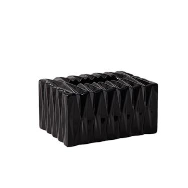 Imagem de Porta-lenços de papel leve luxuoso caixa de lenços de cerâmica casa sala de estar guardanapo criativo dispensador facial capa de caixa de lenços faciais (preto, grande)