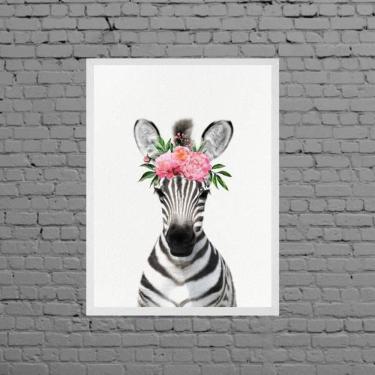 Imagem de Quadro Zebrinha Coroa De Flores 24X18Cm