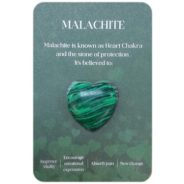 Imagem de Cristais de malaquita e pedras de ioga, conjunto de corações de cristais de quartzo quartzo rosa cristal em forma de coração pedras preciosas polidas para decoração, meditação e presentes