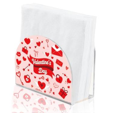 Imagem de SUPERDANT Porta-guardanapos de dia dos namorados para mesa coração dispensador de acrílico serviette de mesa organizador de guardanapos de papel de seda suporte de toalha para sala de jantar decoração