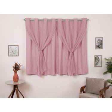 Imagem de Cortina Com Blackout Janela Varios Tamanhos Sala/Quarto Blackout PVC com Tecido (Rosa,2,80 X 1,80)