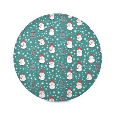 Imagem de STAYTOP Jogo americano redondo para árvore de Natal e boneco de neve, 6 peças, tapetes de mesa antiderrapantes fáceis de limpar para casa, cozinha, churrasco, festa, decoração de mesa