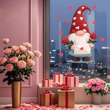 Imagem de Adesivos de janela de personagem de desenho animado com design de envelope rosa de coração adesivos de janela reutilizáveis para decoração de porta de vidro de festa de aniversário de casamento