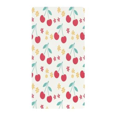 Imagem de Blueangle Lençol de berço padrão para berço infantil - Lençóis de algodão macio e respirável com estampa de cereja fofa (468)