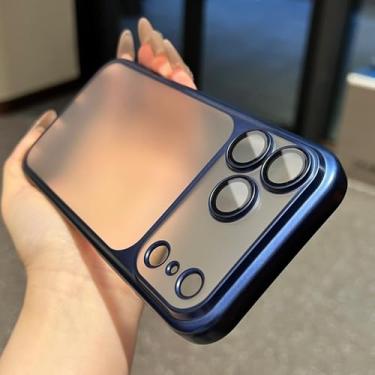 Imagem de Capa fosca translúcida de luxo para iPhone 17 Air 16 15 14 13 12 Pro Max 17 Pro, resistente, com revestimento em policarbonato, cor azul. Também disponível para iPhone 16 Pro Max.