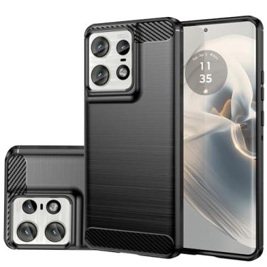 Imagem de Gufuwo Capa para Motorola Edge 50 Pro/Moto Edge50Pro, capa de telefone fina de fibra de carbono TPU macia antiarranhões à prova de choque capa protetora para Motorola Edge 50 Pro 5G preta