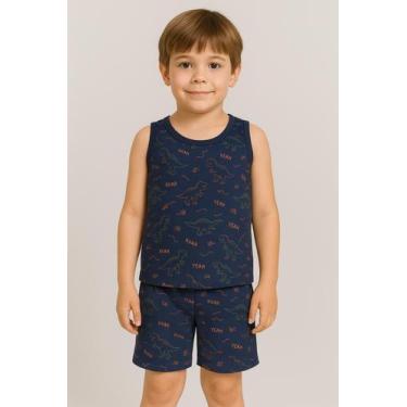 Imagem de Pijama Infantil Menino Regata Super homem Curto Heroi Verão - NoBrand,