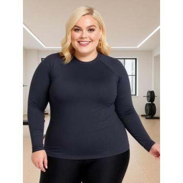 Imagem de Camisa Plus Size Térmica Segunda Pele Blusa Proteção Solar UV 50+ Acad