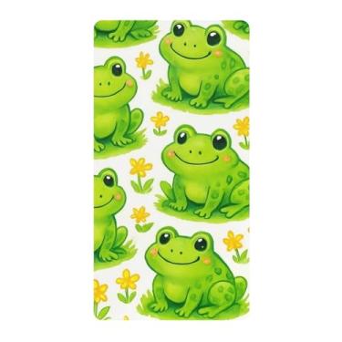 Imagem de Blueangle Lençol de berço padrão para berço infantil - lençol de algodão macio e respirável com desenho fofo de sapo (90)