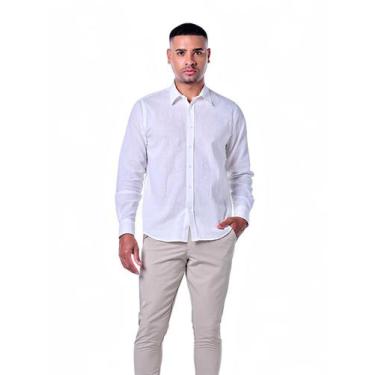 Imagem de Camisa Linho Misto Masculina Rabbitohs, G, Branco