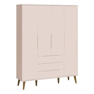 Imagem de Guarda Roupa Infantil Retrô Elfe Rosa Acetinado Amadeirado - Reller - 