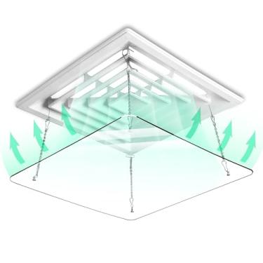 Imagem de Capa de ventilação quadrada ajustável para ar condicionado – defletor transparente para melhorar a circulação de refrigeração/aquecimento, ideal para saídas de teto de escritórios comerciais (45 cm)