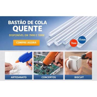 Imagem de Kit Bastão de Cola Quente 7mm e 11mm  Alta Fixação e Versatilidade - S