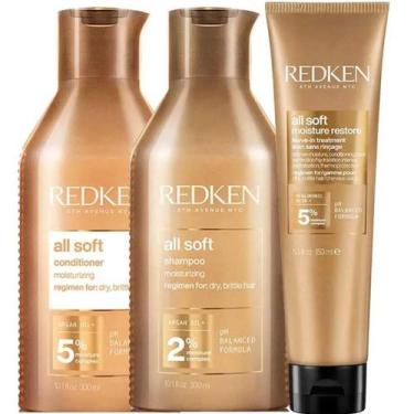 Imagem de Kit Redken All Soft Shampoo 300ml Condicionador 300ml e Leave-in 150ml