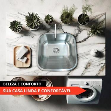 Imagem de Tanque Lavanderia Escovado 55x45 Aço inoxidável 304 Premium - STILLUS 
