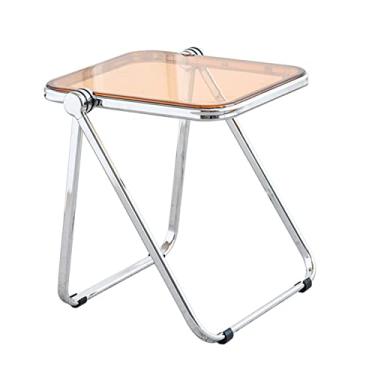 Imagem de Mesa dobrável de acrílico – mesa de centro portátil para sala de estar – mesa pequena para apartamento – mesa lateral moderna e dobrável – mesa de canto de terraço, 40 cm C x 35 cm L x 43 cm A