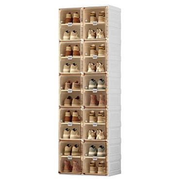 Imagem de Caixa organizadora de sapatos, sapateira dobrável portátil para armário com porta magnética transparente, compartimentos grandes para armário de tênis resistentes e fáceis de montar, 10 camadas - 20
