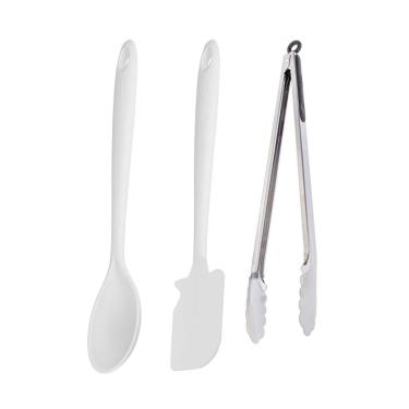 Imagem de Espatula Colher Silicone Pegador Inox Profissional Cabo Longo