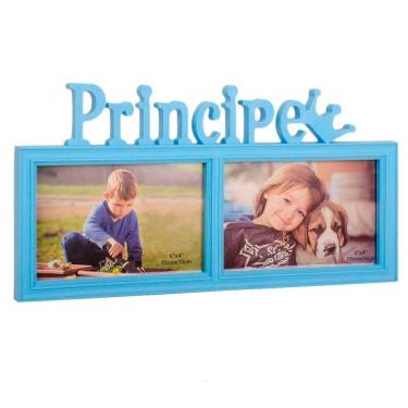 Imagem de Porta Retrato Mural Duplo Príncipe Azul 10x15cm