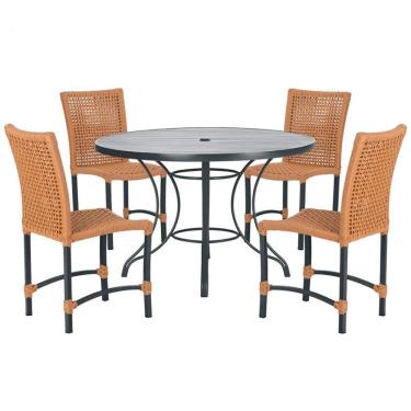 Imagem de Mesa Ascoli Com 4 Cadeiras Cannes De Alumínio Trama Terra Cota