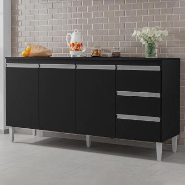 Imagem de Balcão Pia Andréia 160cm Preto Com Tampo Mdp - Ajl Móveis Preto