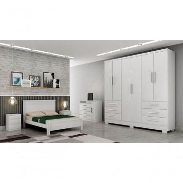 Imagem de Guarda Roupa Solteiro Com Pés 6 Portas 6 Gavetas - Berlim-branco - Móveis Horizonte