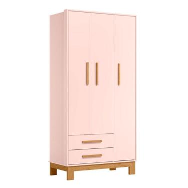 Imagem de Guarda Roupa Infantil Q Encanto 3 Portas 2 Gavetas Qmovi Rosa