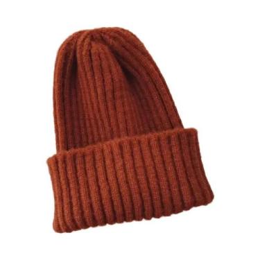 Imagem de Gorros De Inverno Para Meninas E Meninos, Cor Sólida, Tricotados, Prot