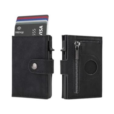 Imagem de Carteira Masculina Slim De Fibra De Carbono RFID, Porta-Cartões Mini D