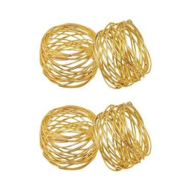 Imagem de Conjunto De 4 Anéis De Guardanapo Redondos Largos Em Ouro E Prata, Dec