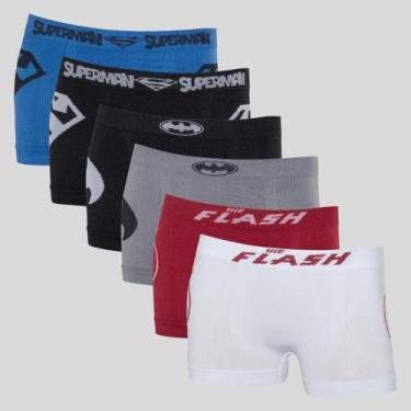Imagem de Kit 6 Cueca Boxer Infantil SuperHerói Elastano Microfibra - Polo Wear,